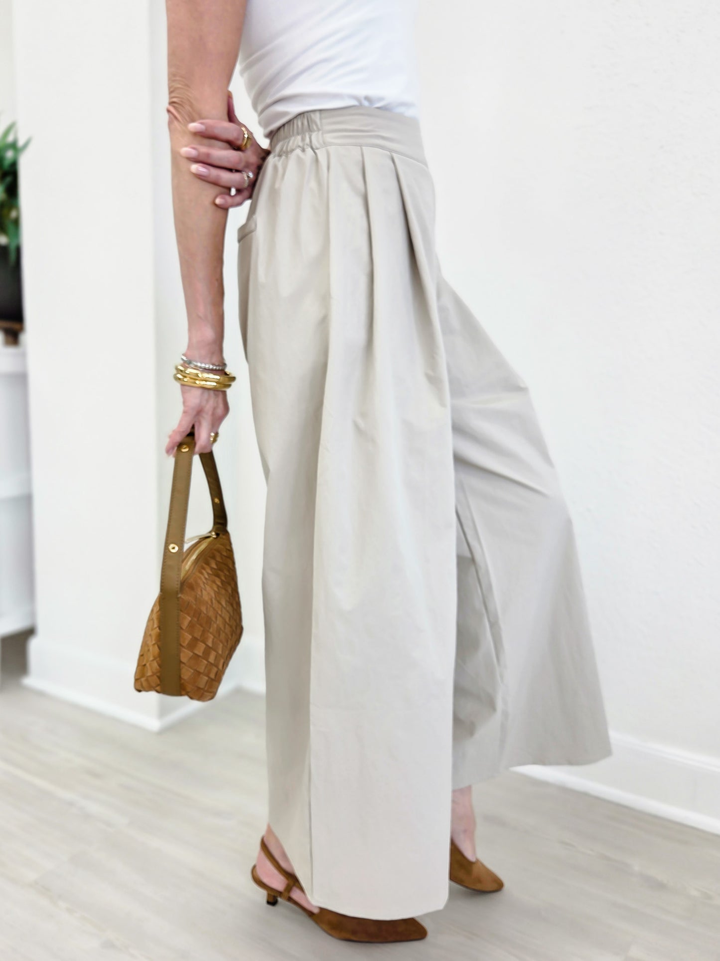 Adele Premium Poplin Wide Leg Pants
