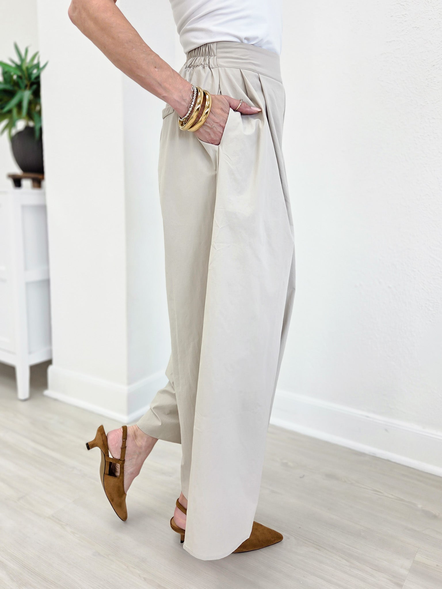 Adele Premium Poplin Wide Leg Pants