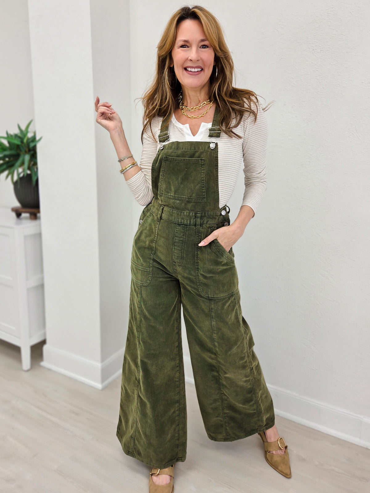 Corduroy Mineral Washed Wide Leg Overall