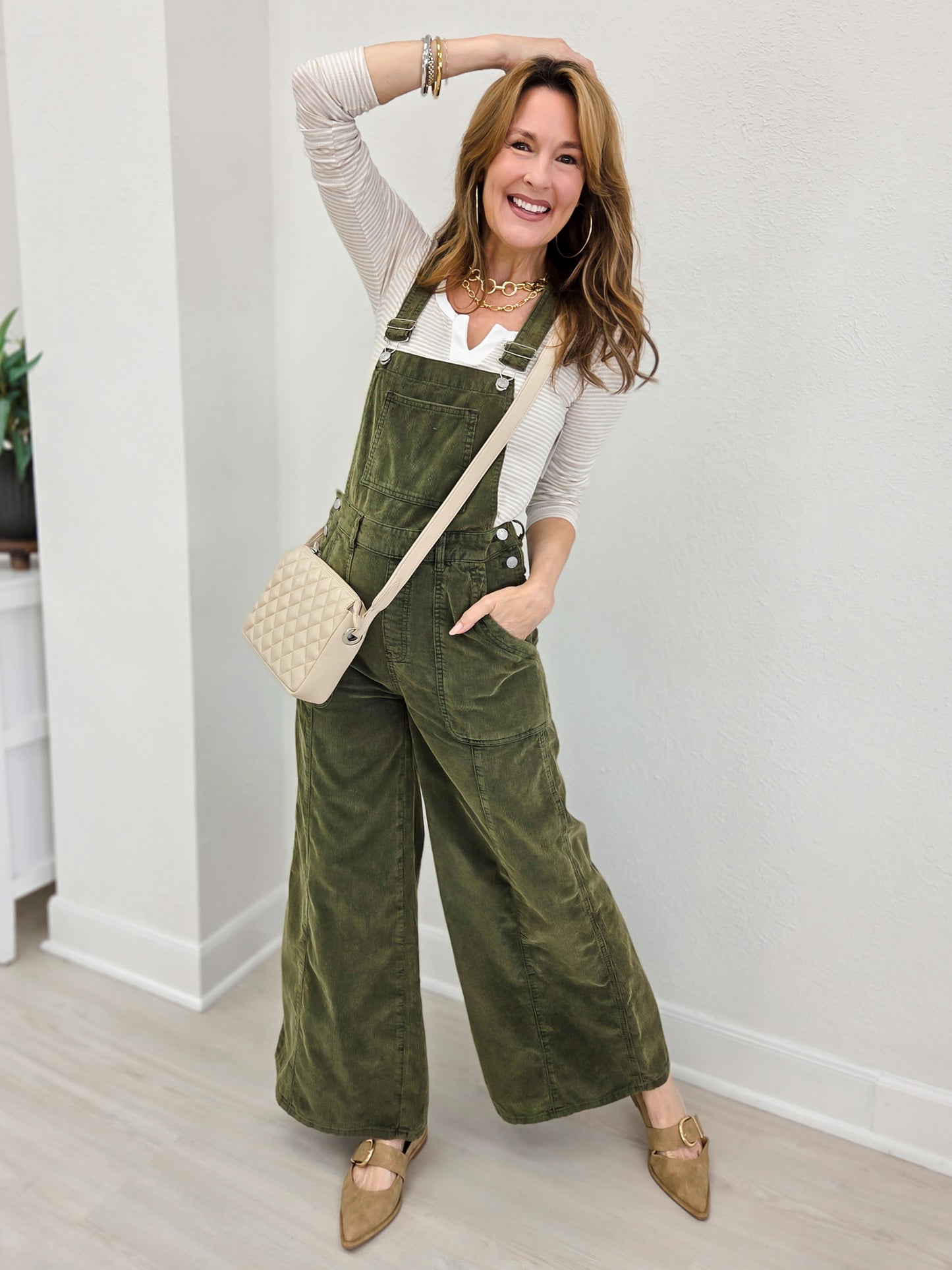 Corduroy Mineral Washed Wide Leg Overall