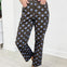 Polka Dot Print Cotton Twill Wide Straight Leg Pants