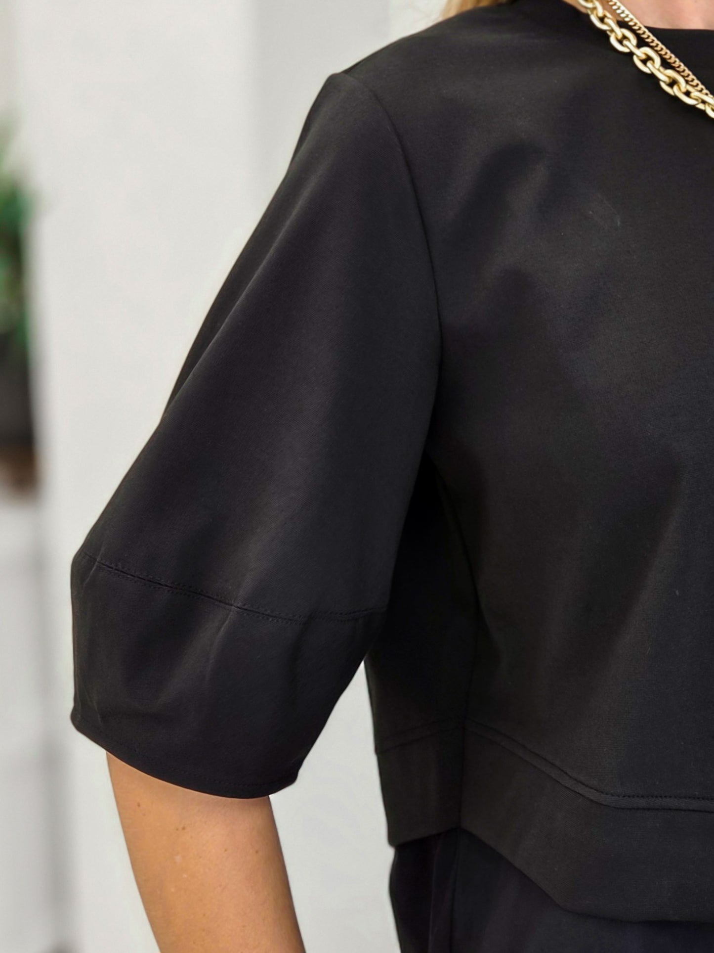 Modern Mixed Fabric Oversized Top