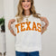 Boxy Short Sleeve Sweatshirt With Bold TEXAS Print and Ribbed Trim