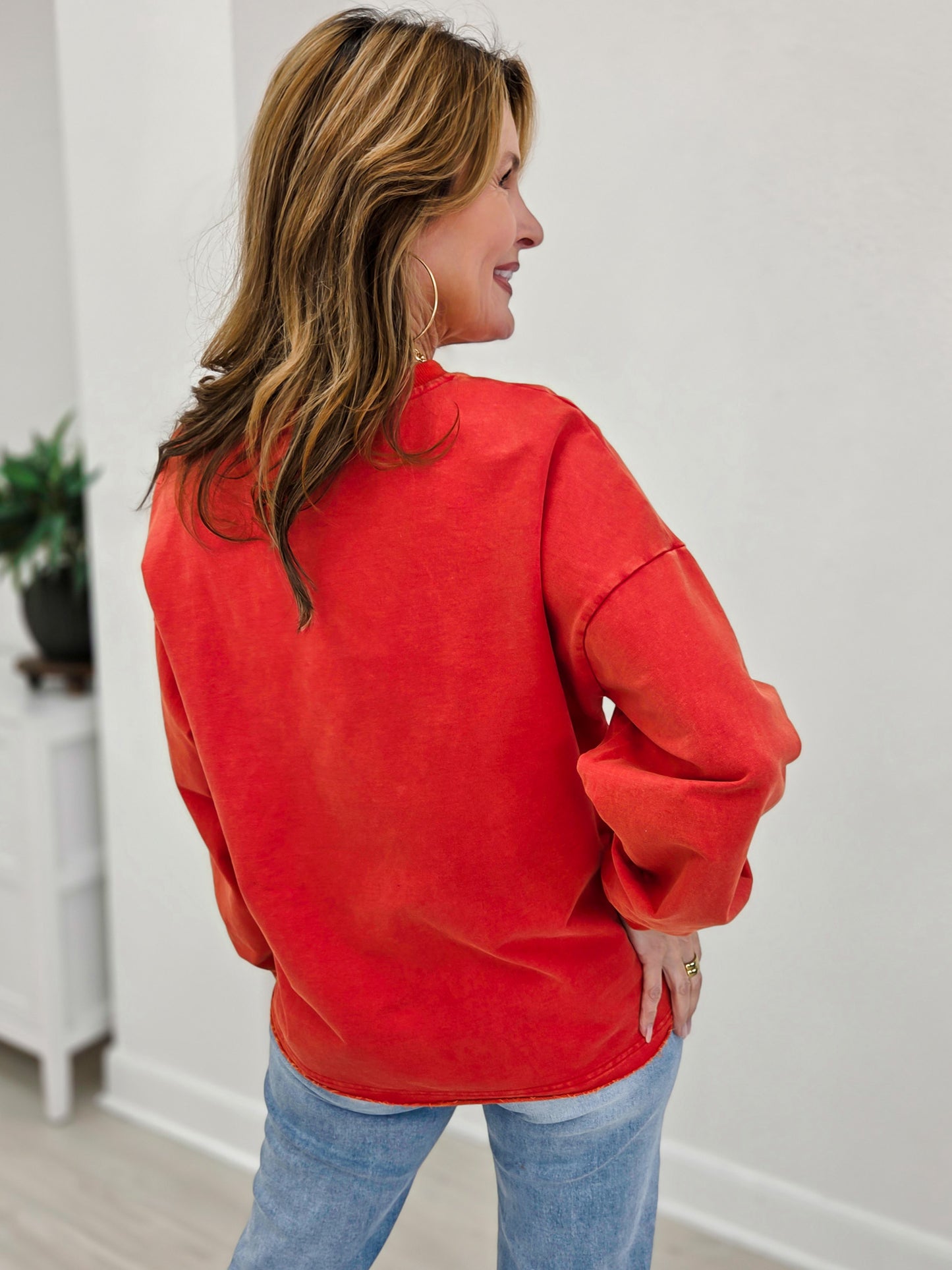 Mineral Washed Tree Patch French Terry Pullover