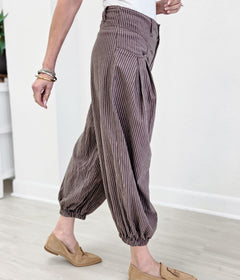 Pull On Strip Wide Leg Pants