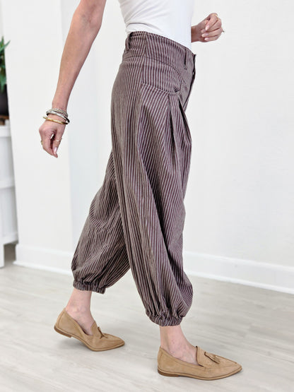 Pull On Strip Wide Leg Pants