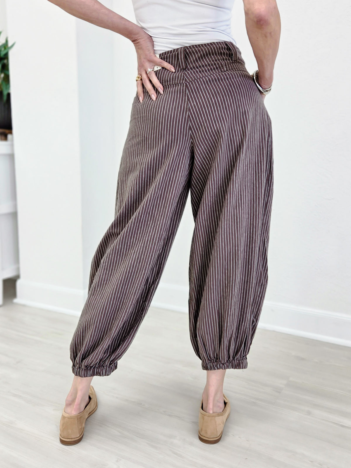 Pull On Strip Wide Leg Pants