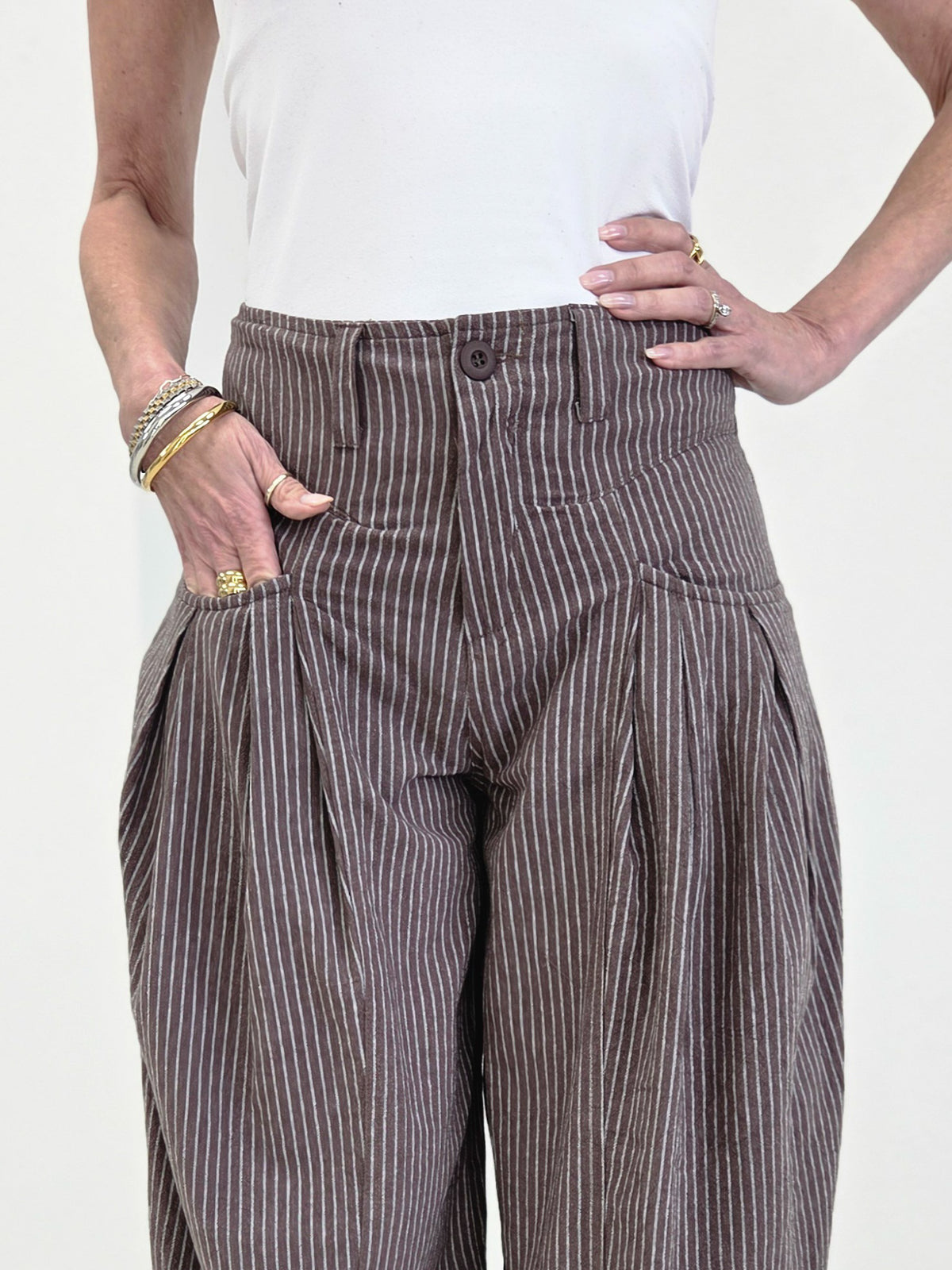 Pull On Strip Wide Leg Pants