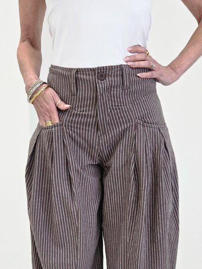 Pull On Strip Wide Leg Pants