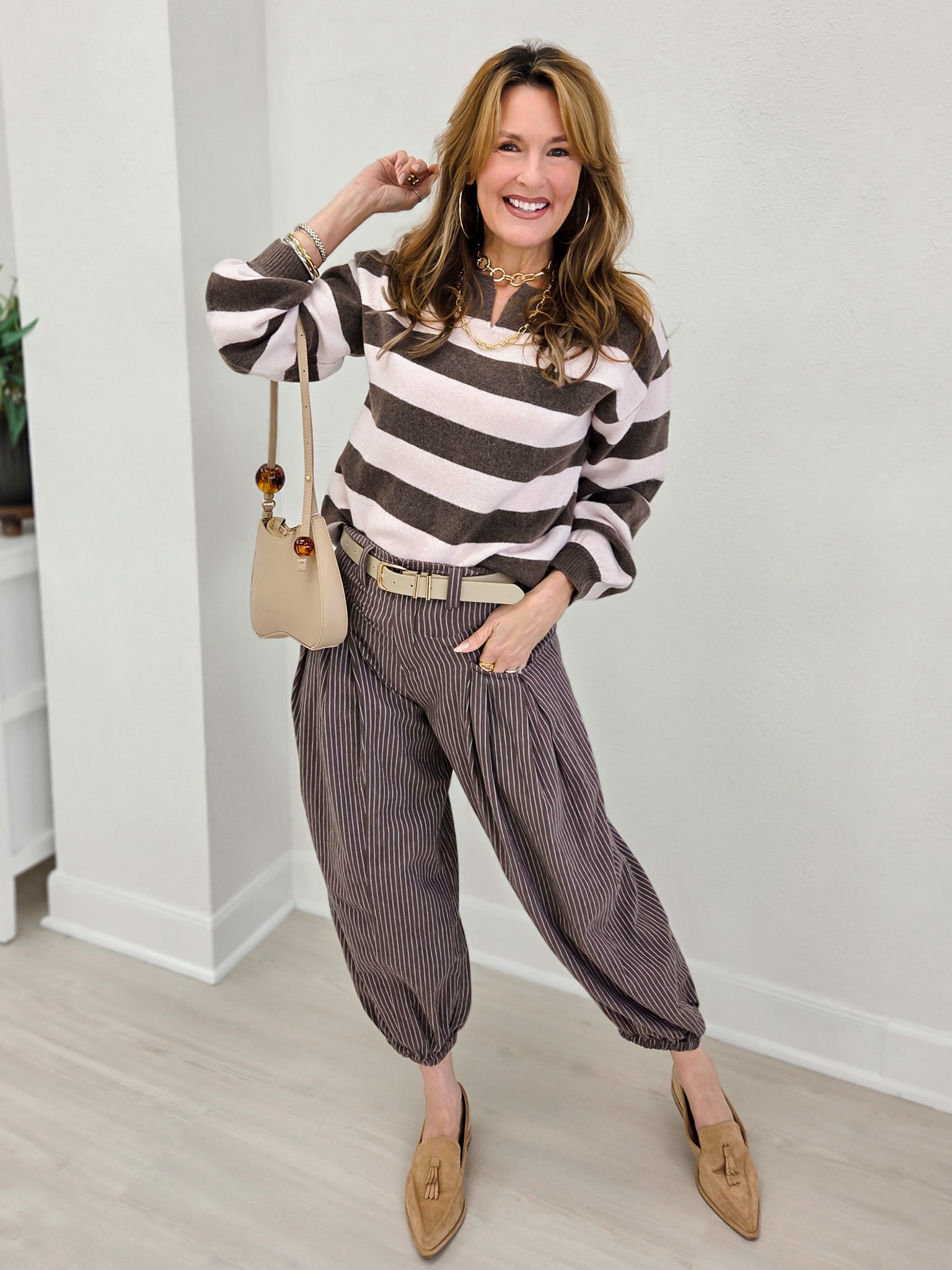 Striped V-Neck Sweater