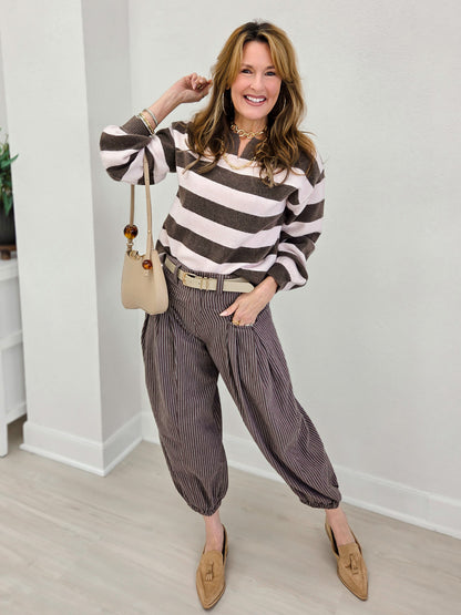 Striped V-Neck Sweater