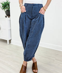 Pull On Strip Wide Leg Pants