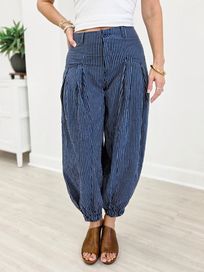 Pull On Strip Wide Leg Pants