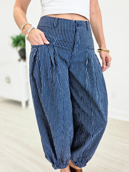 Pull On Strip Wide Leg Pants