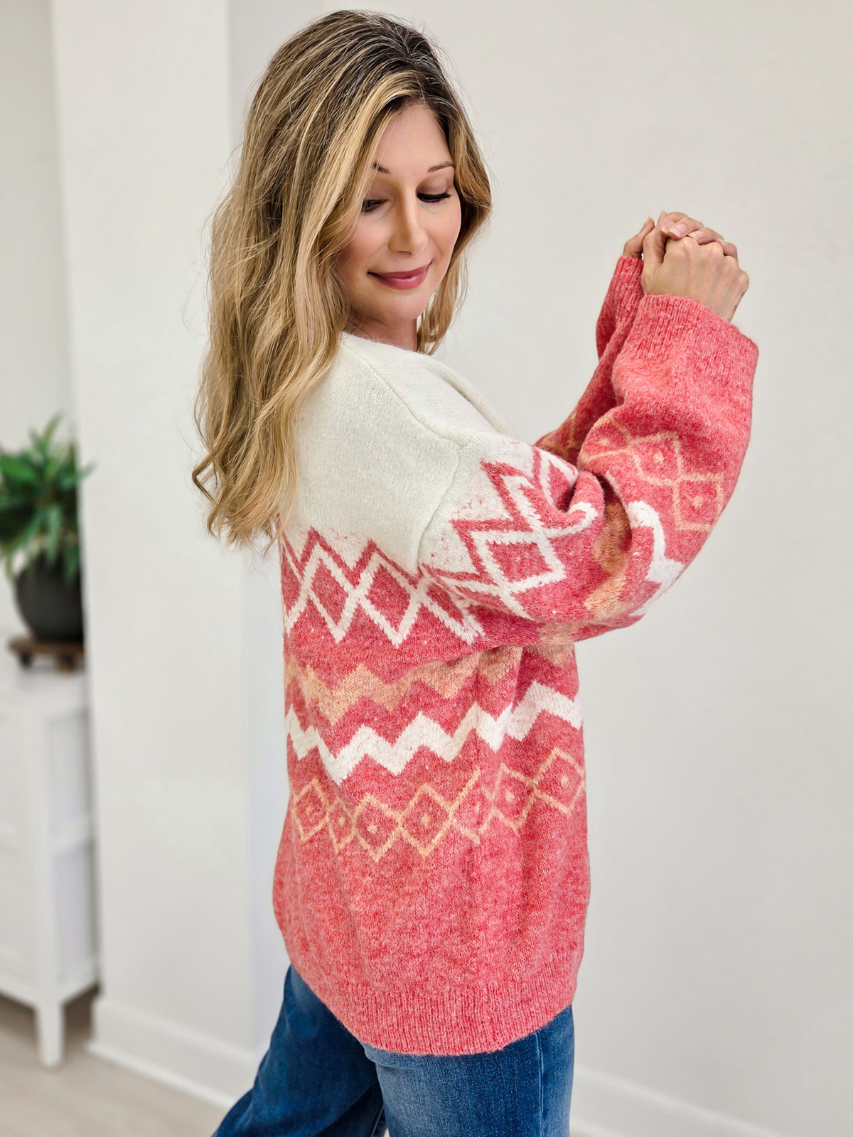Jacquard Knit Cardigan