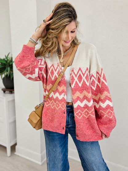 Jacquard Knit Cardigan