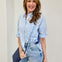 Boxy Button Down Top With Lace Detail