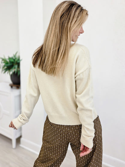 Patch Pocket Cropped Knit Cardigan