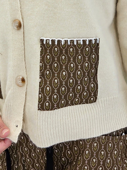 Patch Pocket Cropped Knit Cardigan