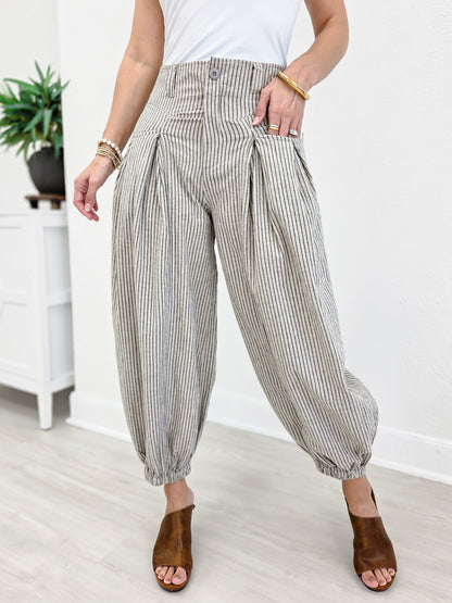 Pull On Strip Wide Leg Pants