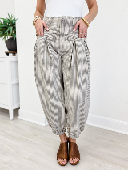 Pull On Strip Wide Leg Pants