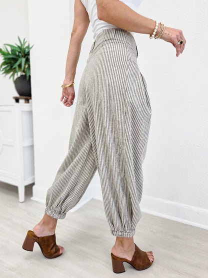 Pull On Strip Wide Leg Pants