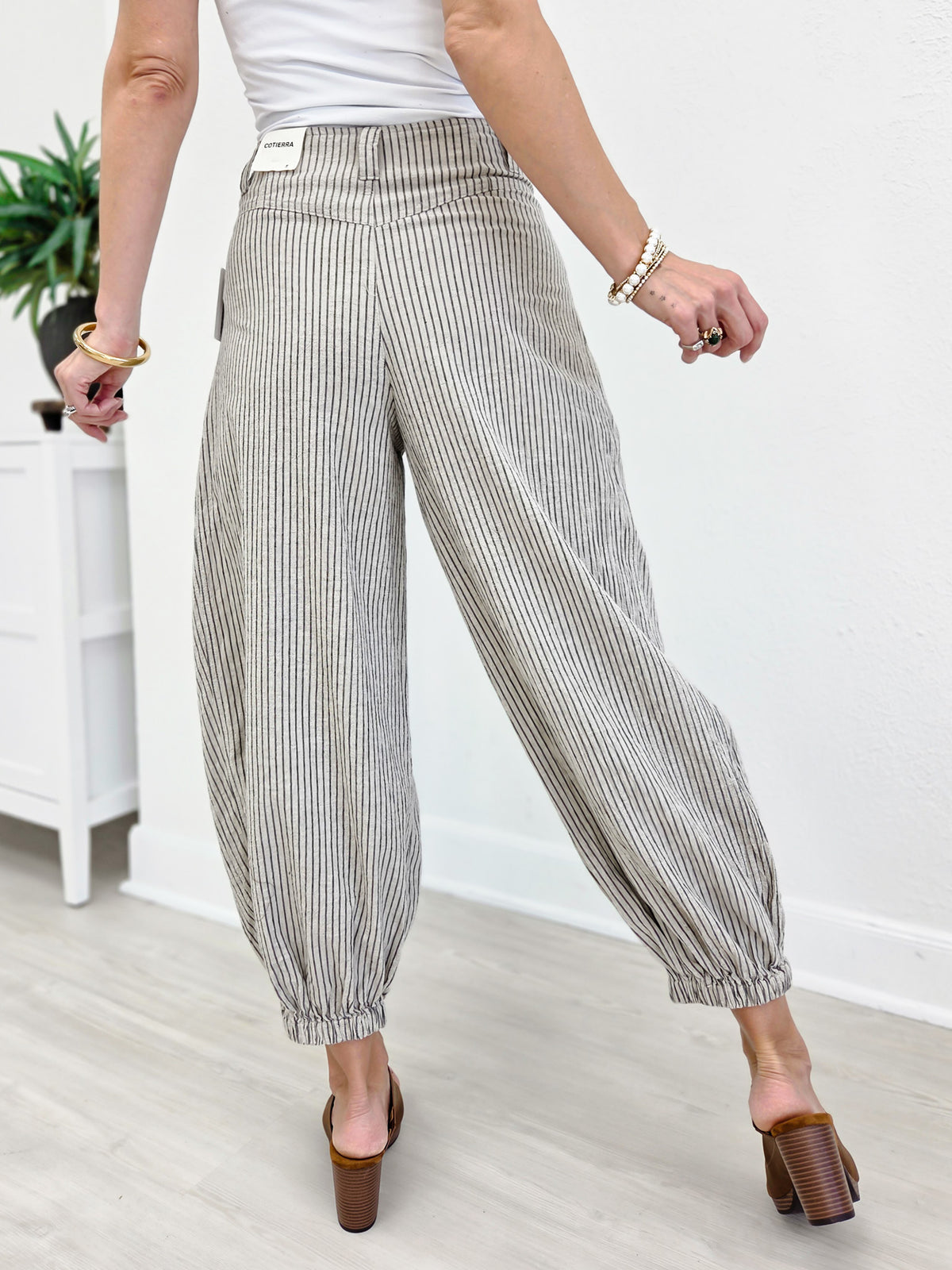Pull On Strip Wide Leg Pants