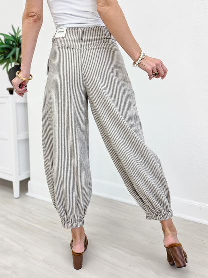 Pull On Strip Wide Leg Pants