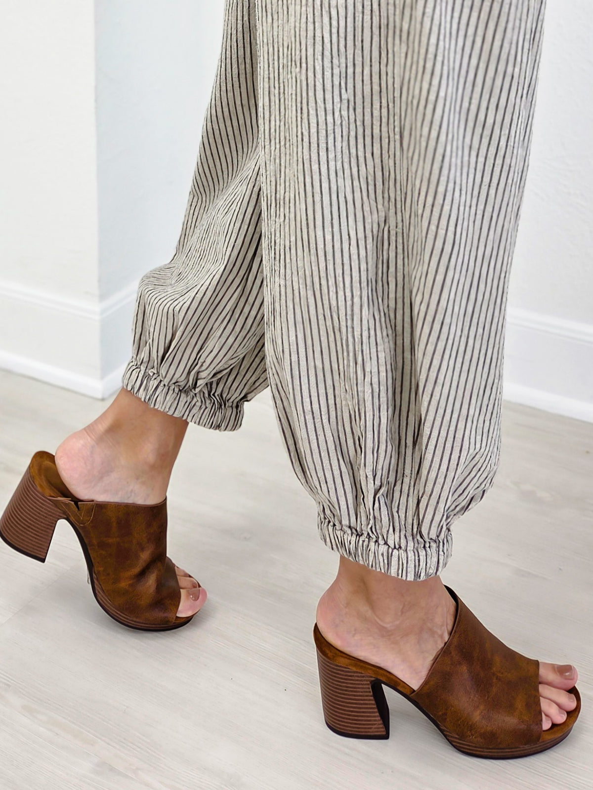 Pull On Strip Wide Leg Pants