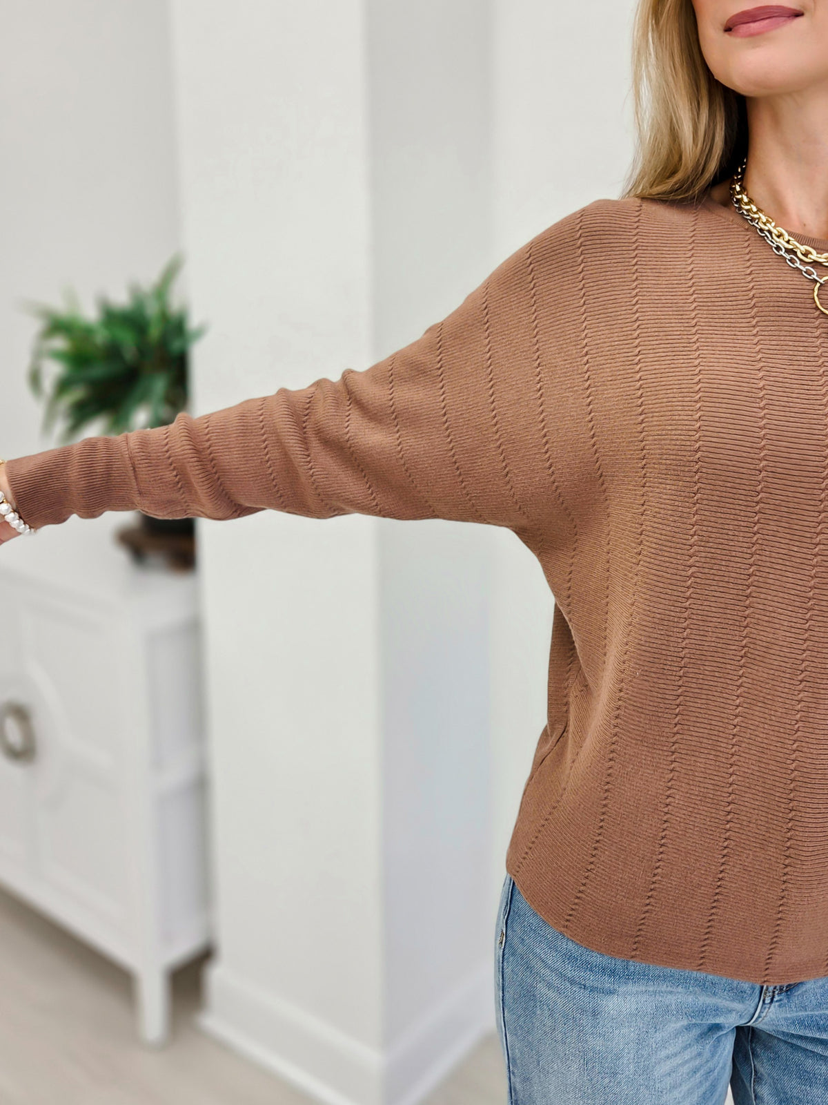 Vertically Textured Boat Neck Sweater