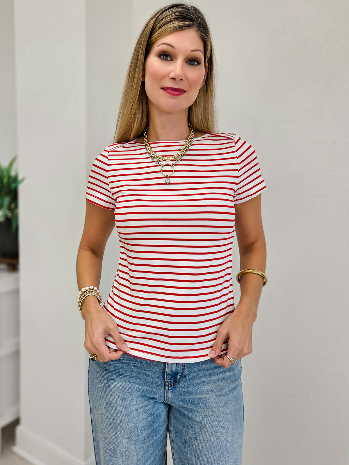 The Classic Charm Short Sleeve Boat Neck Top
