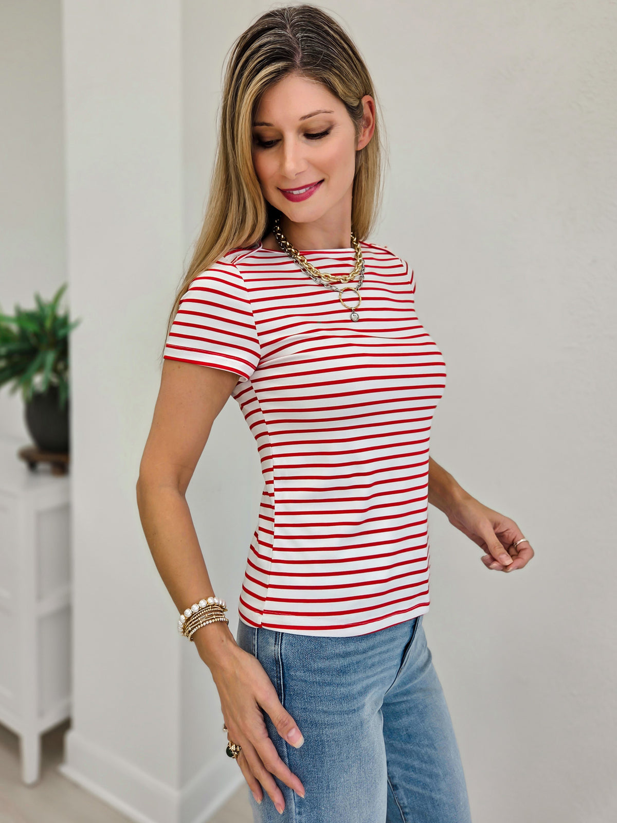 The Classic Charm Short Sleeve Boat Neck Top