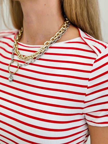 The Classic Charm Short Sleeve Boat Neck Top