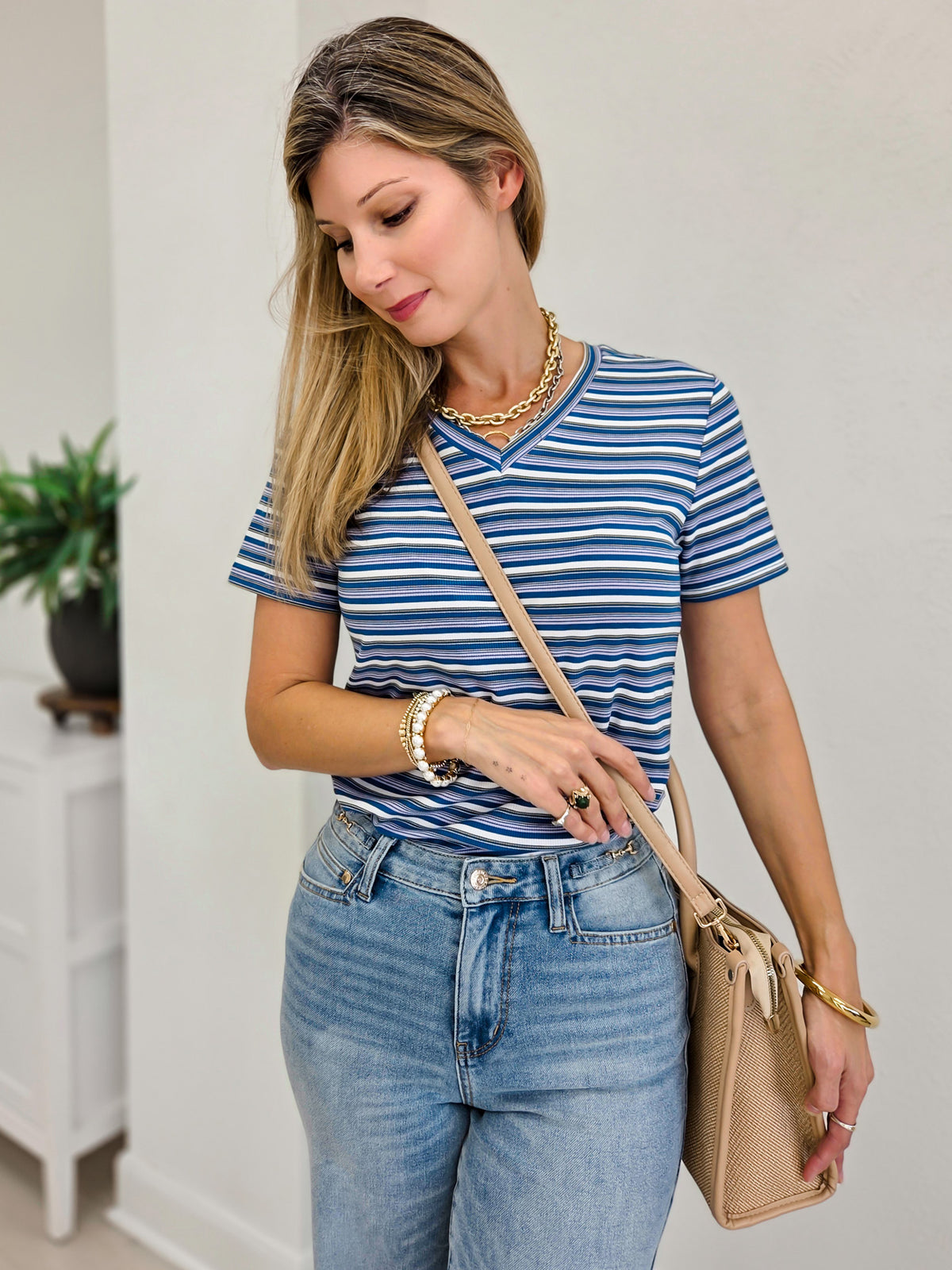 The Lucy Short Sleeve Vneck Tee - Campus Cool Collection