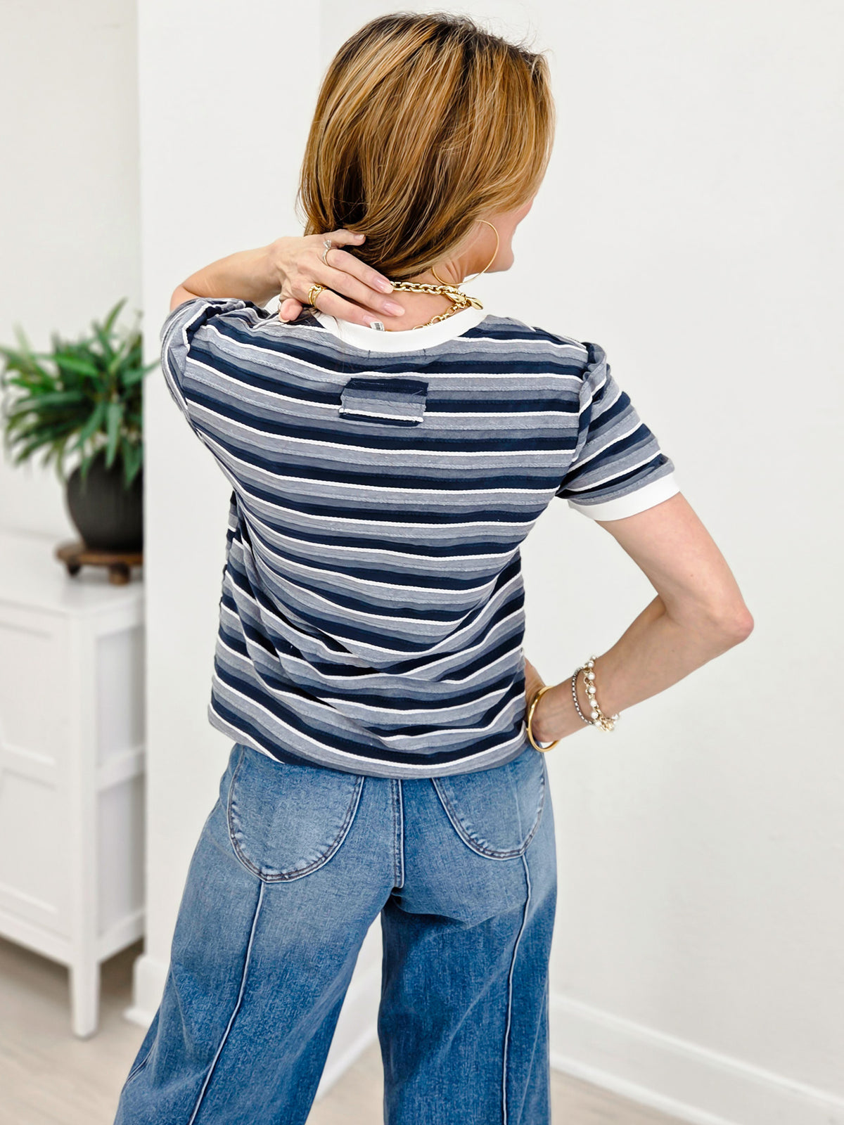 The Woven Wave V-Neck Tee - Rich Neutrals Collection