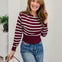 Boat Neck Stripe Fitted Waist Pullover Sweater