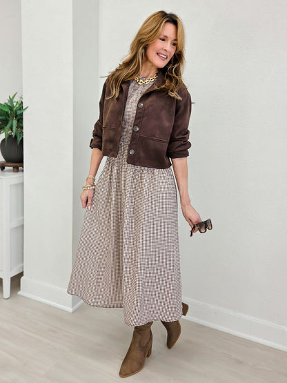 Smocked Gingham Tiered Sleeveless Midi Dress