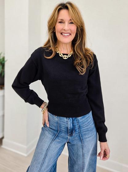 Boat Neck Knit Sweater With Dolman Sleeves
