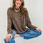 Heathered Checkered Texture Long Sleeve Sweater