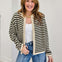 Striped Button Down Long Sleeve Contrast Cardigan