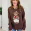 Teddy Motif Rolled Neckline Knit Sweater