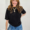 Short Sleeve Ribbed Hem Pullover Sweater