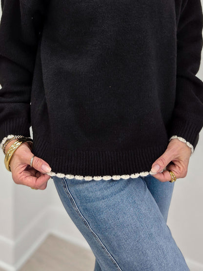 Contrast Edge Crew Neck Long Sleeve Sweater