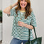 Stripe Colorblock Detail Short Sleeve Knit T-Shirt