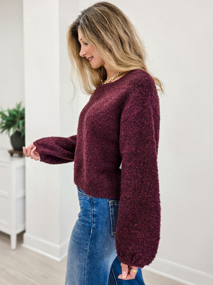 Long Sleeve Fuzzy Knit Pullover Sweater