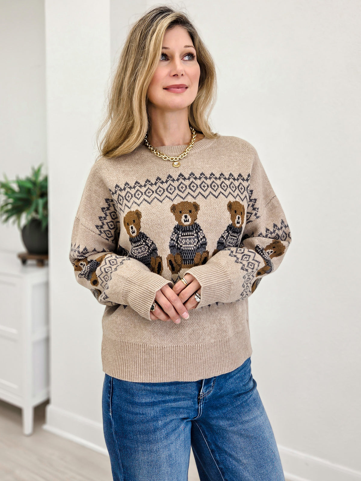 Holiday Bear Motif Sweater