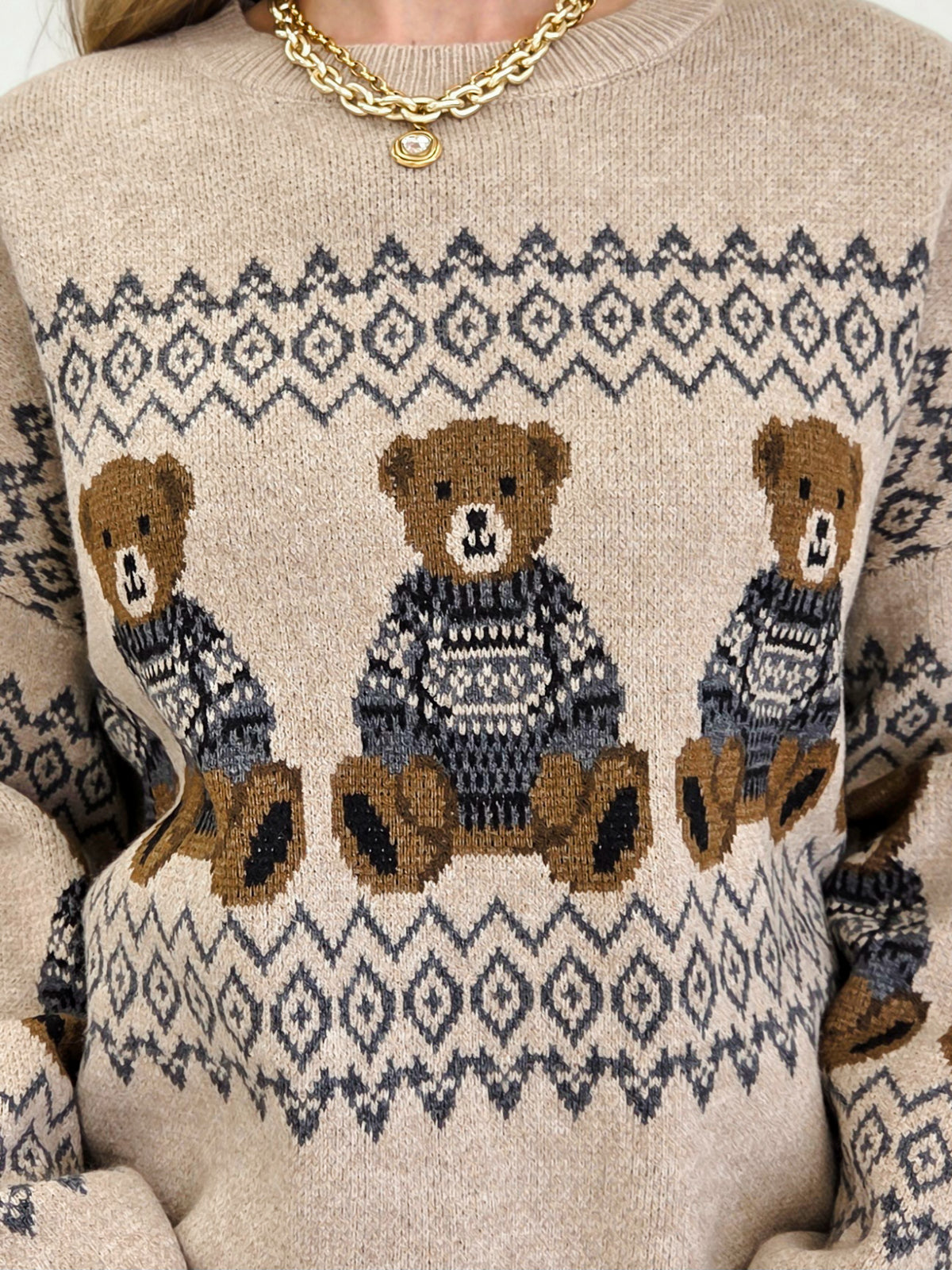 Holiday Bear Motif Sweater
