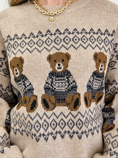 Holiday Bear Motif Sweater
