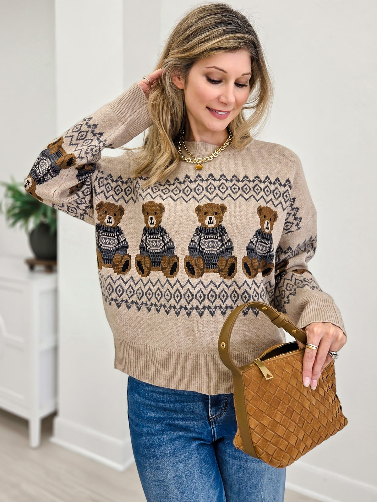 Holiday Bear Motif Sweater