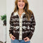 Floral Jacquard Contrast Collar Knit Cardigan